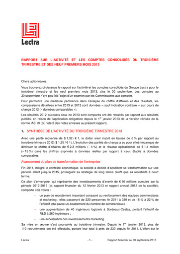 Thumbnail Lectra SA Quarterly Report 2013-q3
