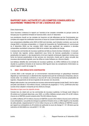 Thumbnail Lectra SA Quarterly Report 2023-q4
