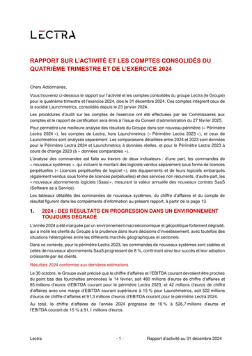 Thumbnail Lectra SA Quarterly Report 2024-q4