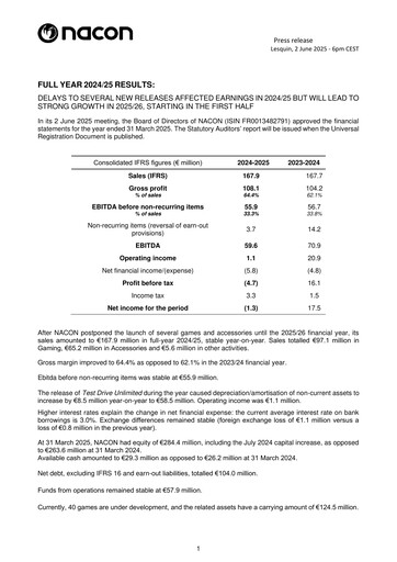 Vorschaubild Nacon Finanzbericht 2024-2025