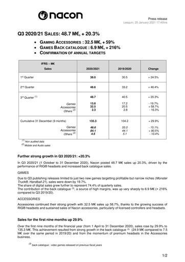 Vorschaubild Nacon Quartalsbericht 2020-q3