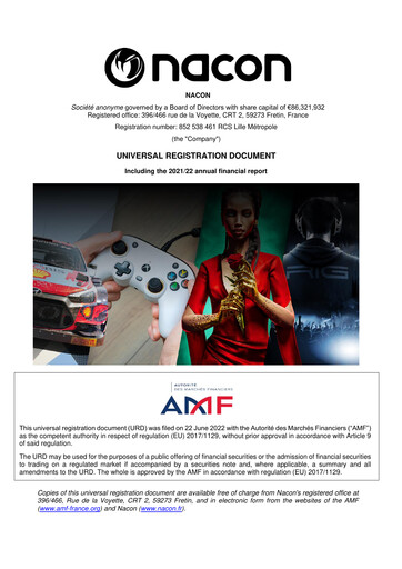 Thumbnail Nacon Universal Registration Document 2021-2022