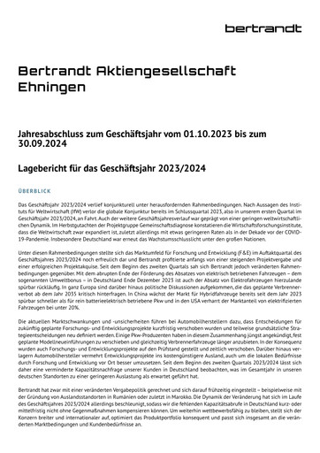 Thumbnail Bertrandt Financial Statement 2023-2024