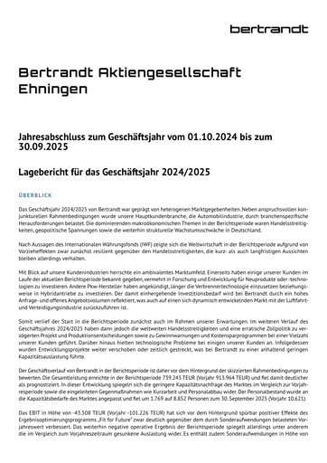 Thumbnail Bertrandt Financial Statement 2024-2025