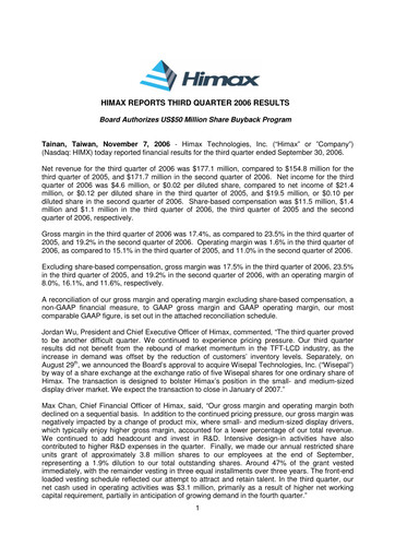 Thumbnail Himax Technologies Quarterly Report 2006-q3