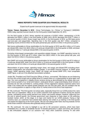 Thumbnail Himax Technologies Quarterly Report 2010-q3
