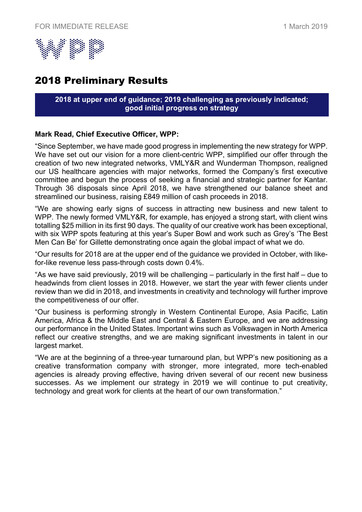 Thumbnail WPP Financial Report 2018