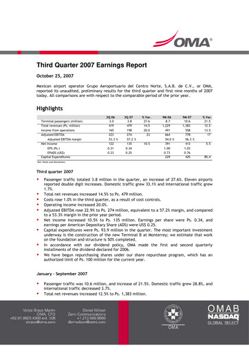 Thumbnail Grupo Aeroportuario Centro Norte
 Quarterly Report 2007-q3
