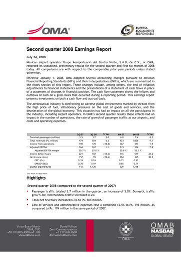 Thumbnail Grupo Aeroportuario Centro Norte
 Quarterly Report 2008-q2