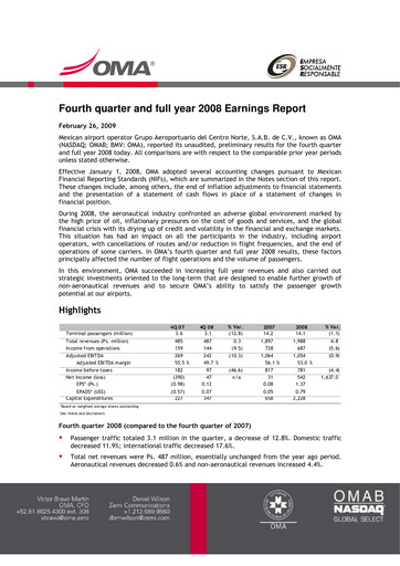 Thumbnail Grupo Aeroportuario Centro Norte
 Quarterly Report 2008-q4