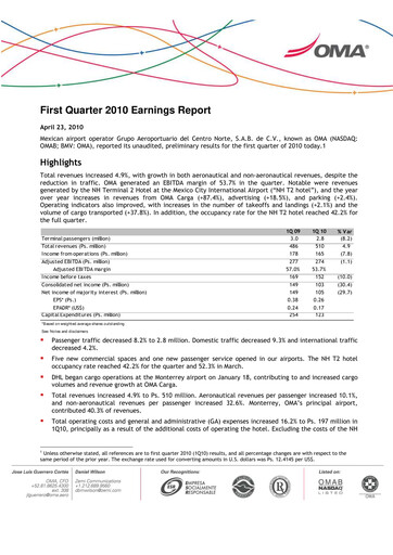 Thumbnail Grupo Aeroportuario Centro Norte
 Quarterly Report 2010-q1
