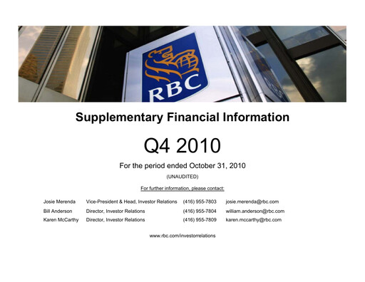 Thumbnail Royal Bank Of Canada Financial Statement 2010