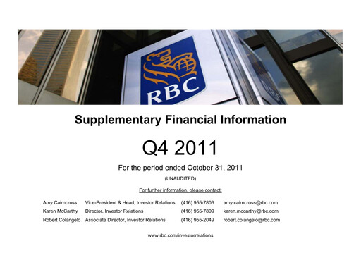 Thumbnail Royal Bank Of Canada Financial Statement 2011