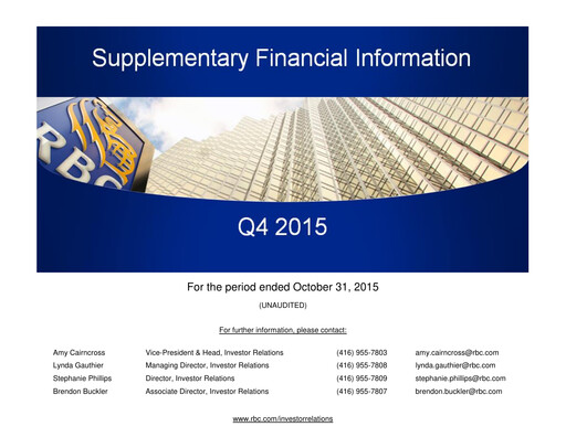 Thumbnail Royal Bank Of Canada Financial Statement 2015