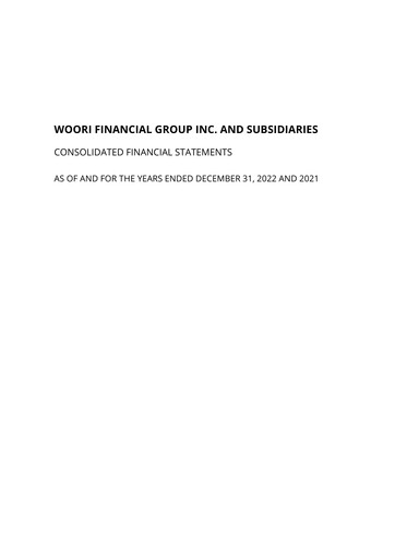 Miniature Woori Financial Group Bilan financier 2022