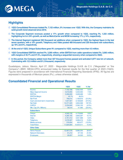 Thumbnail Megacable Holdings Quarterly Report 2023-q1