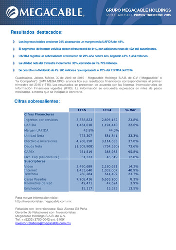 Thumbnail Megacable Holdings Quarterly Report 2015-q1