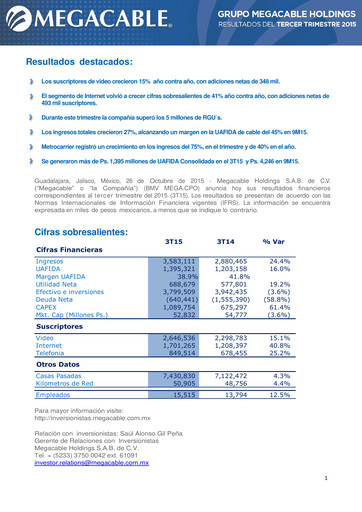 Thumbnail Megacable Holdings Quarterly Report 2015-q3