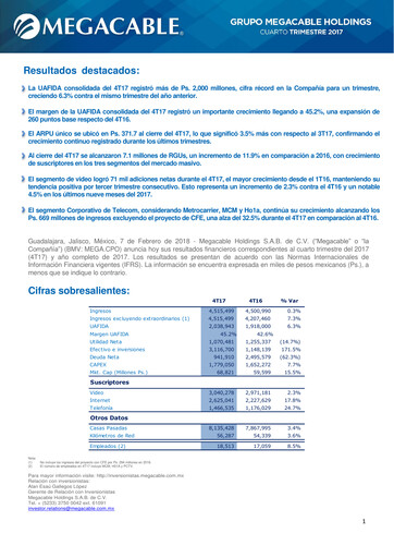 Thumbnail Megacable Holdings Quarterly Report 2017-q4