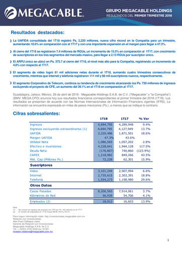 Thumbnail Megacable Holdings Quarterly Report 2018-q1