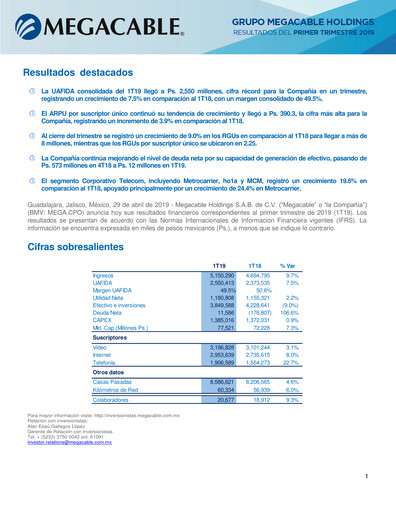 Thumbnail Megacable Holdings Quarterly Report 2019-q1