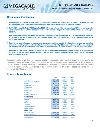 Thumbnail Megacable Holdings Quarterly Report 2021-q3