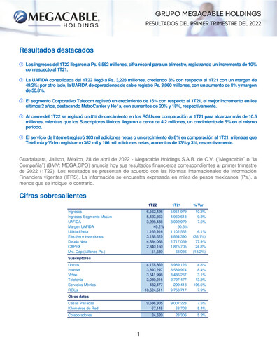 Thumbnail Megacable Holdings Quarterly Report 2022-q1