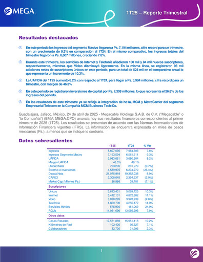 Thumbnail Megacable Holdings Quarterly Report 2025-q1