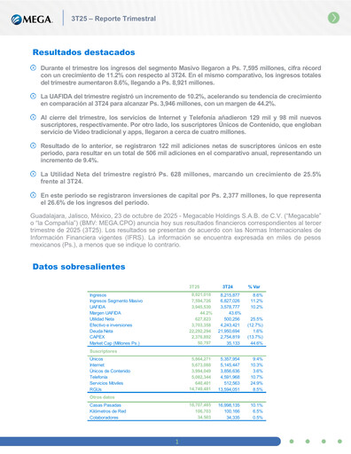 Thumbnail Megacable Holdings Quarterly Report 2025-q3