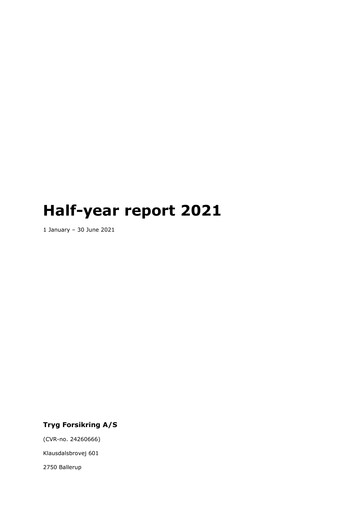 Thumbnail Tryg Half-year Report 2021-h1