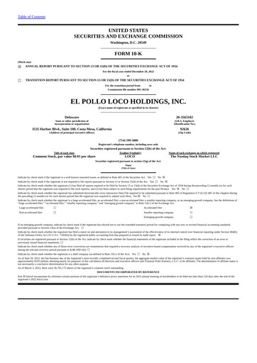 Thumbnail El Pollo Loco
 Annual Report 2022