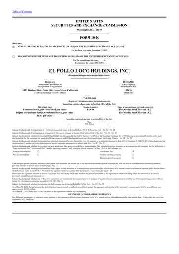 Thumbnail El Pollo Loco
 Annual Report 2023