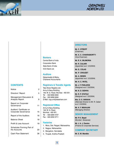 Thumbnail Grindwell Norton Annual Report 2003