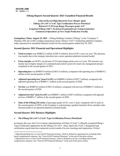 Thumbnail EHang Holdings Quarterly Report 2021-q2