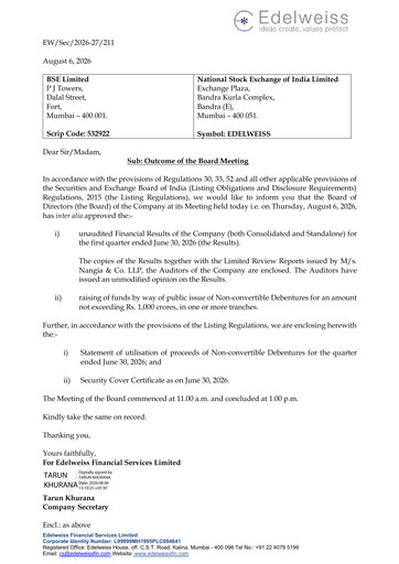 Thumbnail Edelweiss Financial Services Quarterly Report 2026-q1