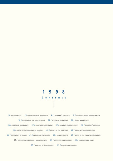 Thumbnail The Bidvest Group Annual Report 1998