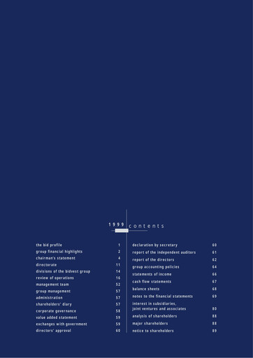 Thumbnail The Bidvest Group Annual Report 1999