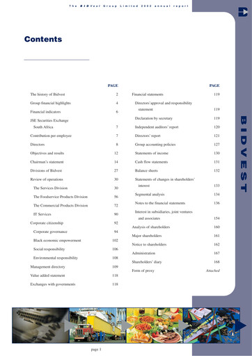 Thumbnail The Bidvest Group Annual Report 2002