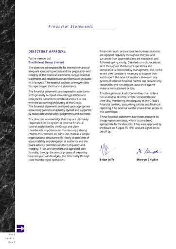 Thumbnail The Bidvest Group Financial Statement 1997