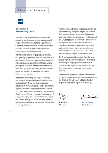 Thumbnail The Bidvest Group Financial Statement 1998