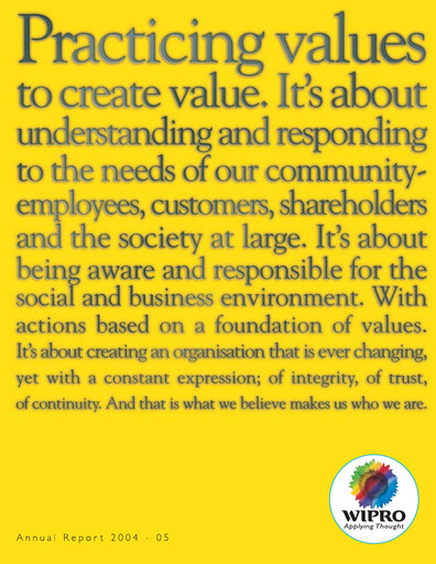 Thumbnail Wipro Annual Report 2004-2005