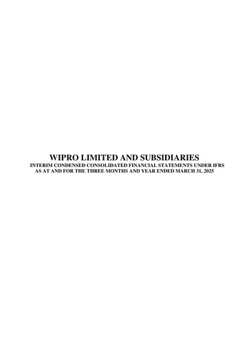 Thumbnail Wipro Financial Statement 2024-2025