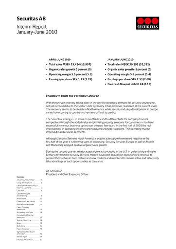 Miniature Securitas AB Rapport semestriel 2010-h1