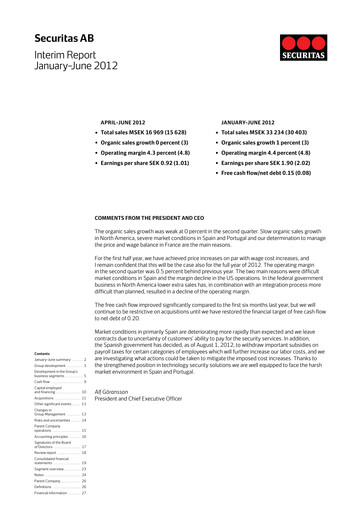 Miniature Securitas AB Rapport semestriel 2012-h1