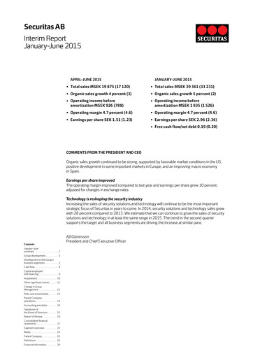 Miniature Securitas AB Rapport semestriel 2015-h1