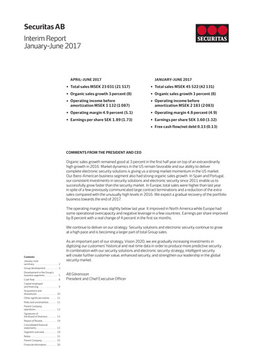 Miniature Securitas AB Rapport semestriel 2017-h1