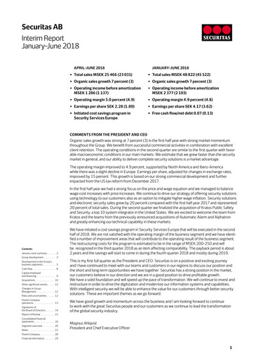 Miniature Securitas AB Rapport semestriel 2018-h1