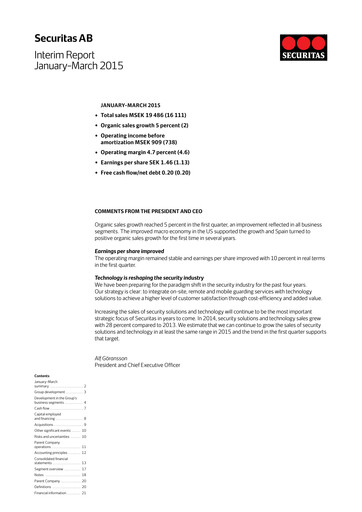 Miniature Securitas AB Rapport trimestriel 2015-q1