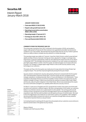 Miniature Securitas AB Rapport trimestriel 2018-q1