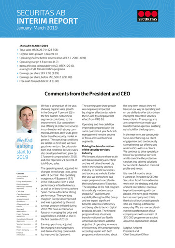Miniature Securitas AB Rapport trimestriel 2019-q1